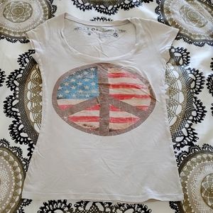 L.O.L. Vintage Peace Sign Flag Tee